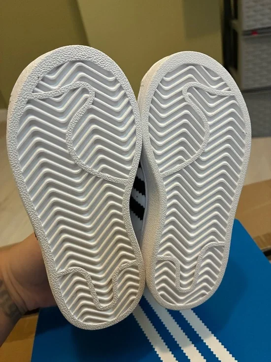 Adidas Kids' White & Black Superstar Sneakers with Side Strap - Picture 5 of 8